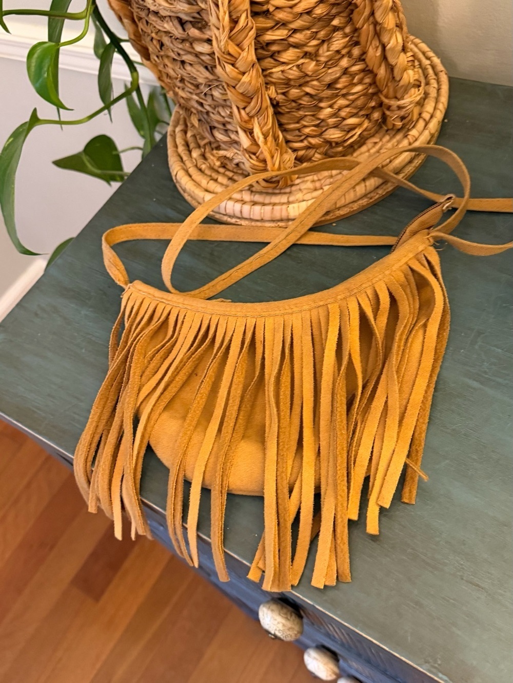 Festival Faux suede with Fringe small crossbody bag. Boho western style.